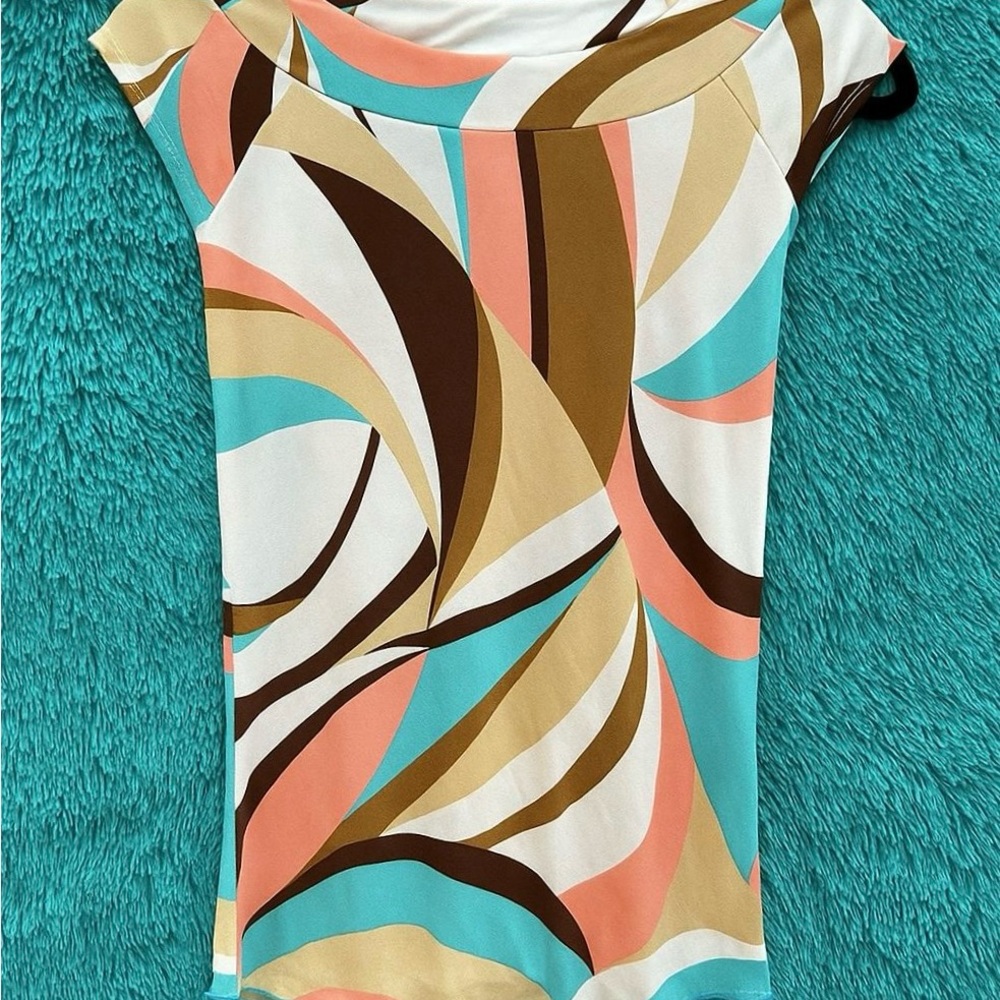 Cutest Y2k Multi Colored Top with Cap Sleeves and Tie in the Back.